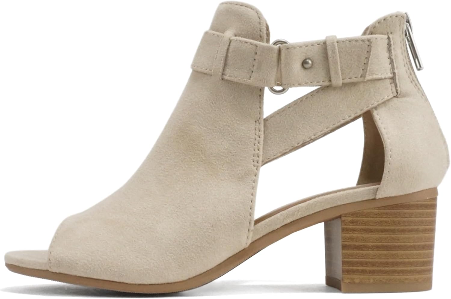 CITYCLASSIFIED Women's Cutout Side Strap Mid Black Chunky Heel Bootie