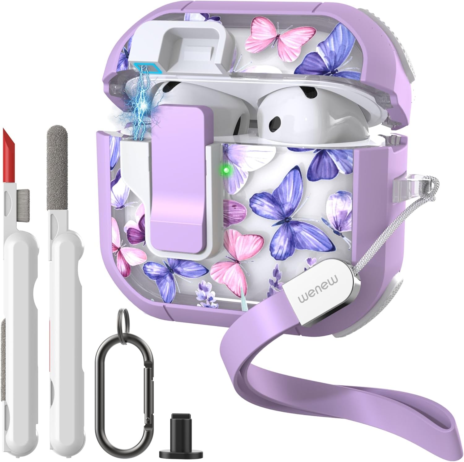 Purple Butterfly AirPods 4th Case: Stylish Secure Clip