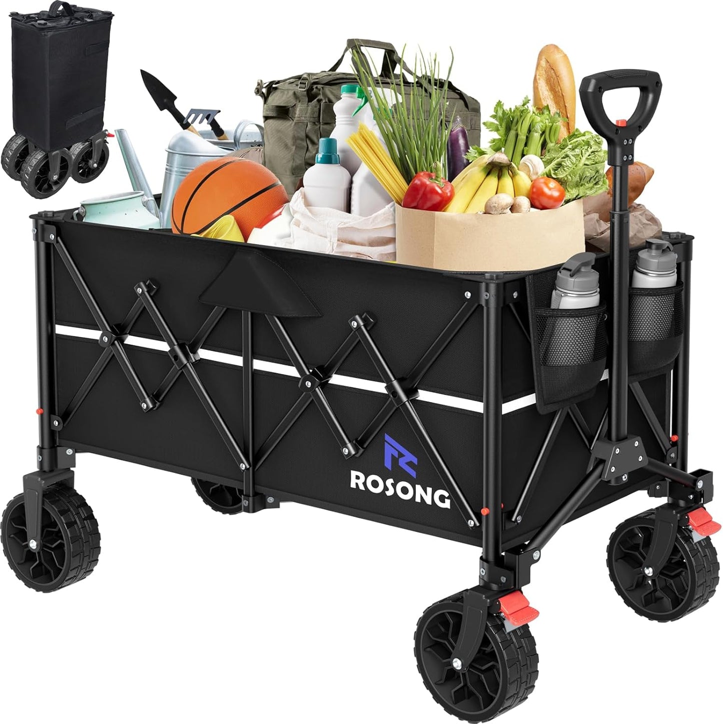 Collapsible Wagon Cart with Wheels for Grocery and Camping