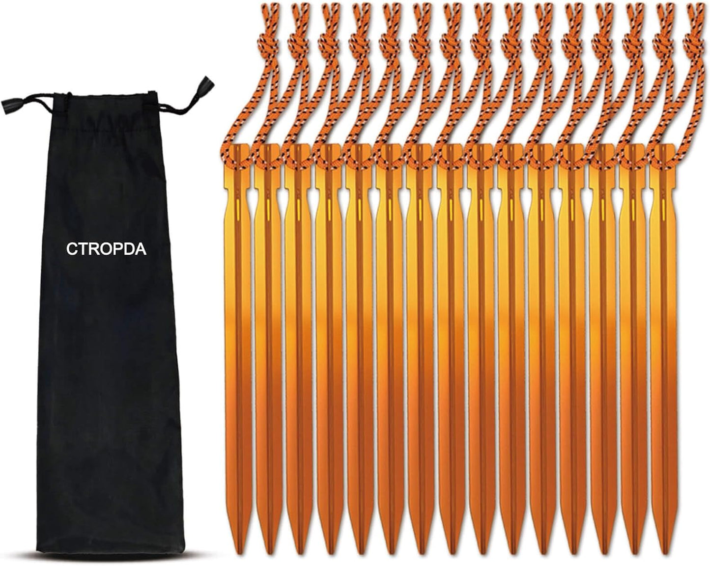 Durable Aluminum Tent Stakes for Backpacking - Pack of 15