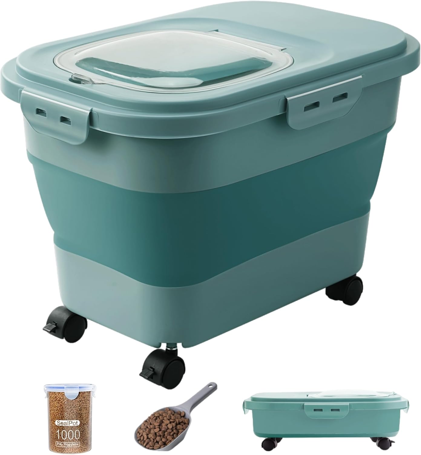 20-23 Lbs Dog Food Storage Container with Wheels and Scoop