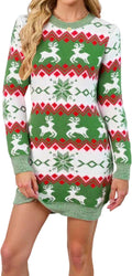 SunnyMelody Womens Ugly Christmas Sweater Dress - Cozy Holiday Midi