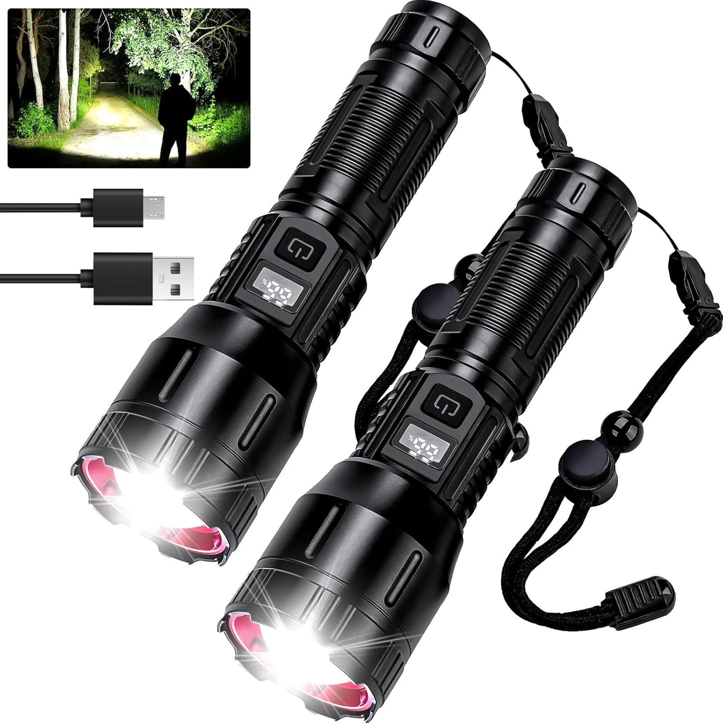 Rechargeable Flashlights High Lumens 990,000L for Emergencies