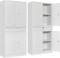 White Metal Storage Cabinet with Drawer and Locks - Tall 71in Garage