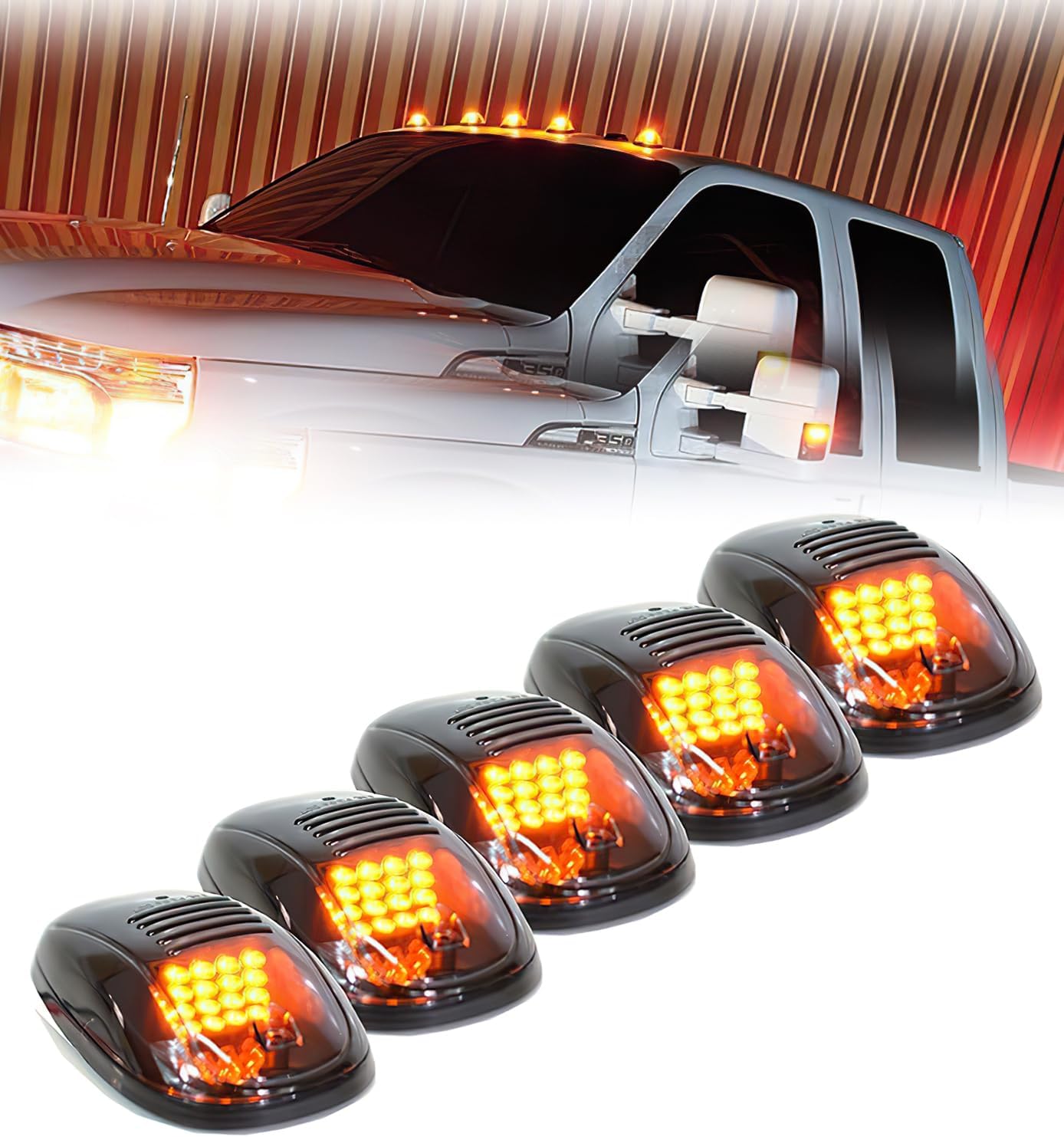 Xprite Black Smoked Lens Cab Clearance Light Kit for Trucks
