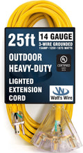 25 ft Heavy Duty Extension Cord 14 Gauge - Outdoor 15 Amp