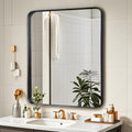 Fabuday Black Bathroom Vanity Mirror 28x32 in - Sleek Rounded