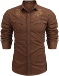 COOFANDY Men's Western Cowboy Embroidered Long Sleeve (Style RQ22)