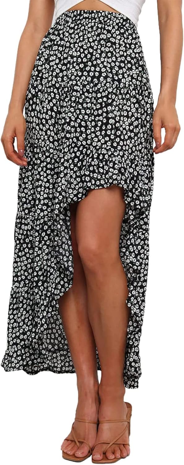 Boho Long Skirts Dress for Women with Floral Print Design