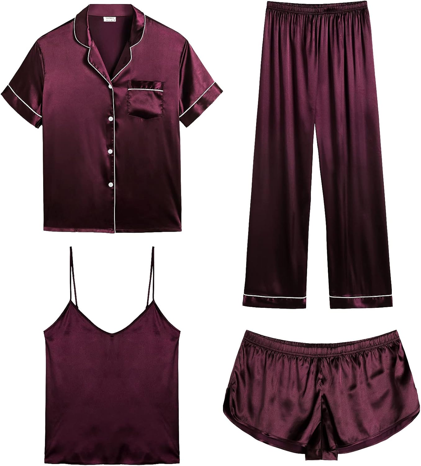 SWOMOG Womens Silk Satin Pajamas Sets for Ultimate Comfort