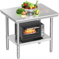 Stainless Steel Work Table 30in x 24in - NSF Certified Prep Table