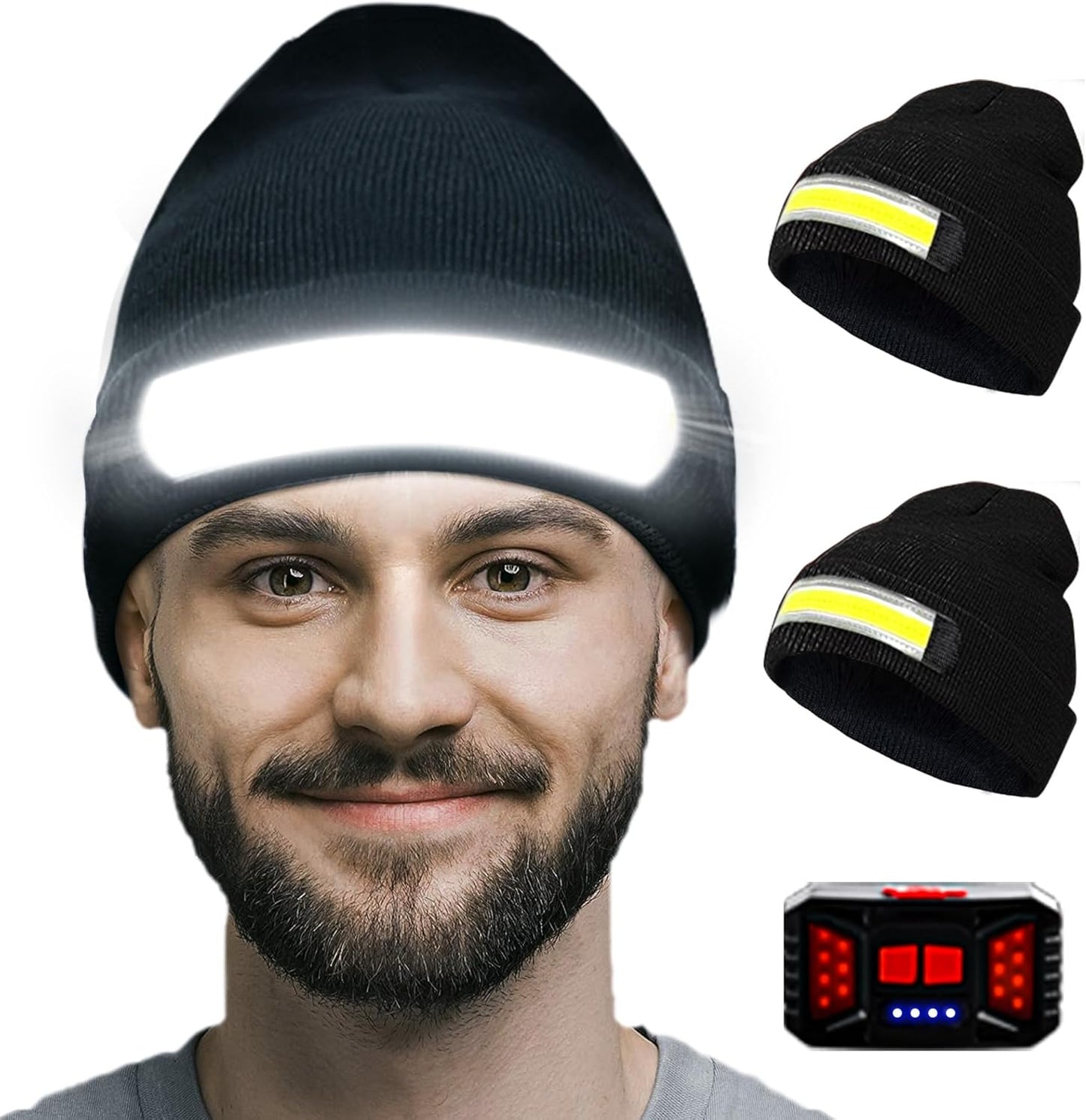 Rechargeable Headlamp Beanie with 1200 Lumens for Winter Use