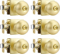 goldenwarm Gold Interior Door Knobs - Brushed Gold Privacy (6 Pack)