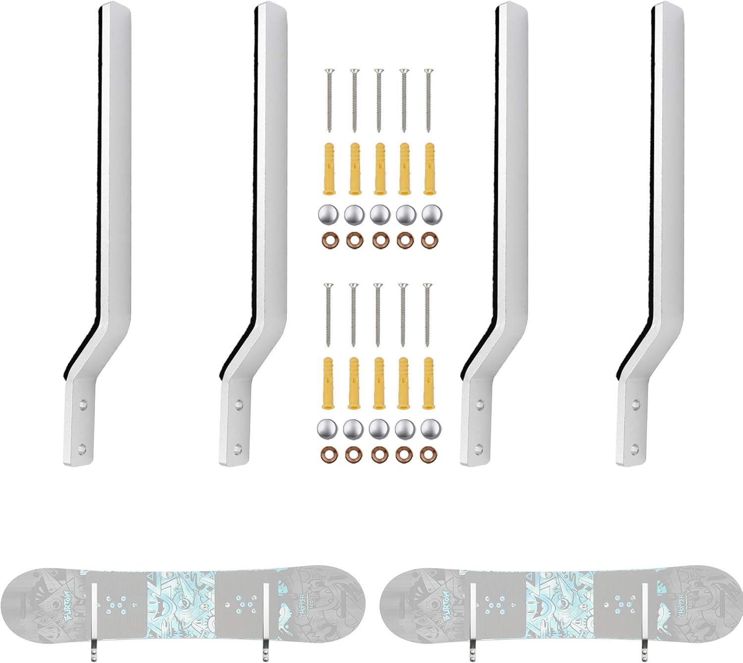YYST Snowboard Wall Mount - Organize 2 Boards Easily