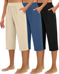 Women's Capri Sweatpants - Cozy Wide Leg Cropped Jogger Capri