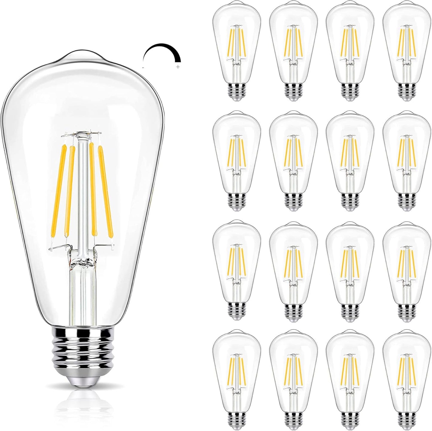 16 Pack Dimmable LED Edison Bulbs 40W Equivalent Soft White