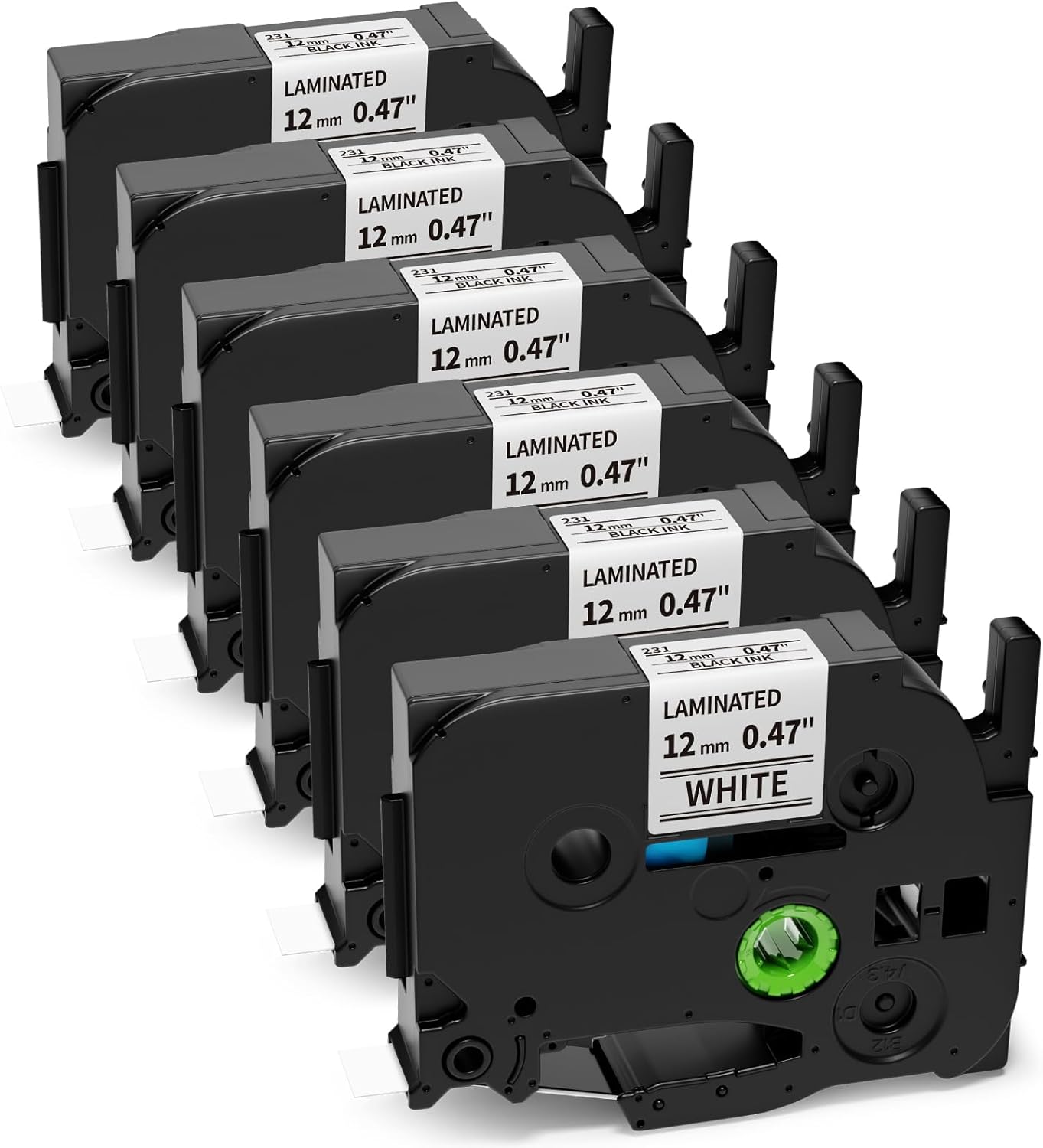 6-Pack Black on White Label Tape for Brother Label Makers