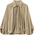 Women Puffed Bomber Jacket with Batwing Sleeves - Lightweight Summer
