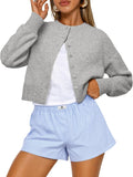 Cropped Cardigan Sweaters for Women - Lightweight Y2k Knit 2025