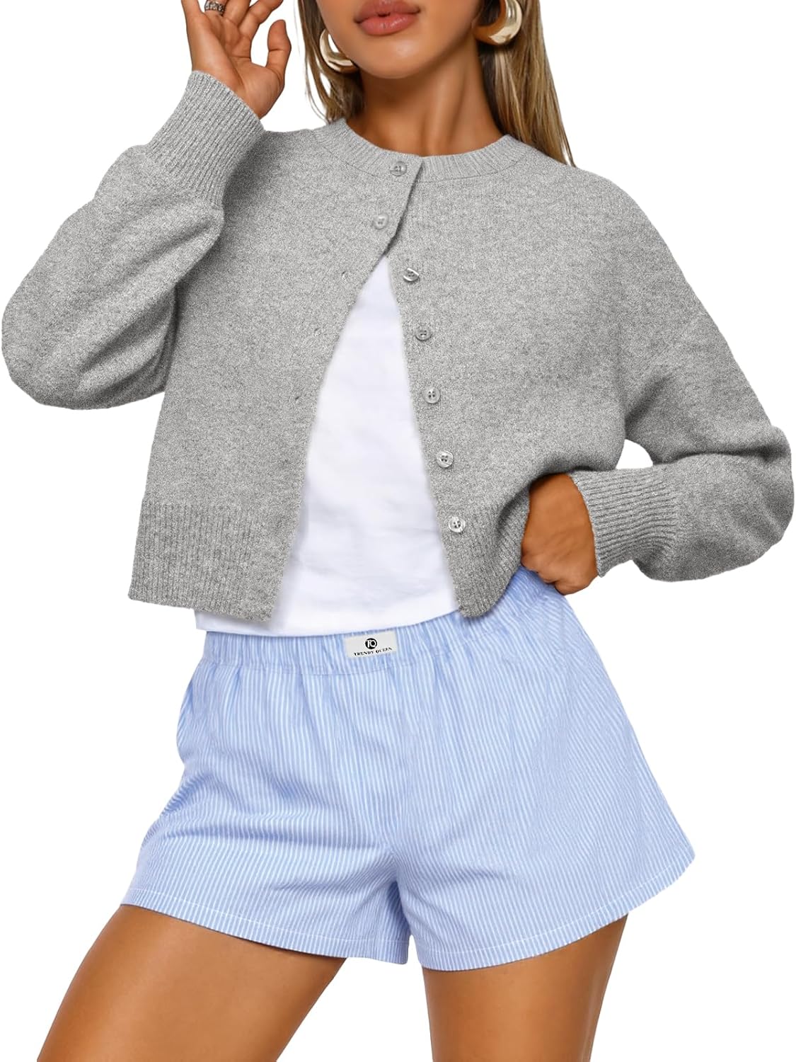 Trendy Queen Cropped Cardigan Sweaters for Women Fashion 2025