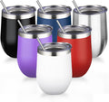 12oz Stainless Steel Wine Tumblers with Lid and Straw Set