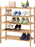5-Tier Bamboo Shoe Rack for Entryway - Stackable Foldable Organizer