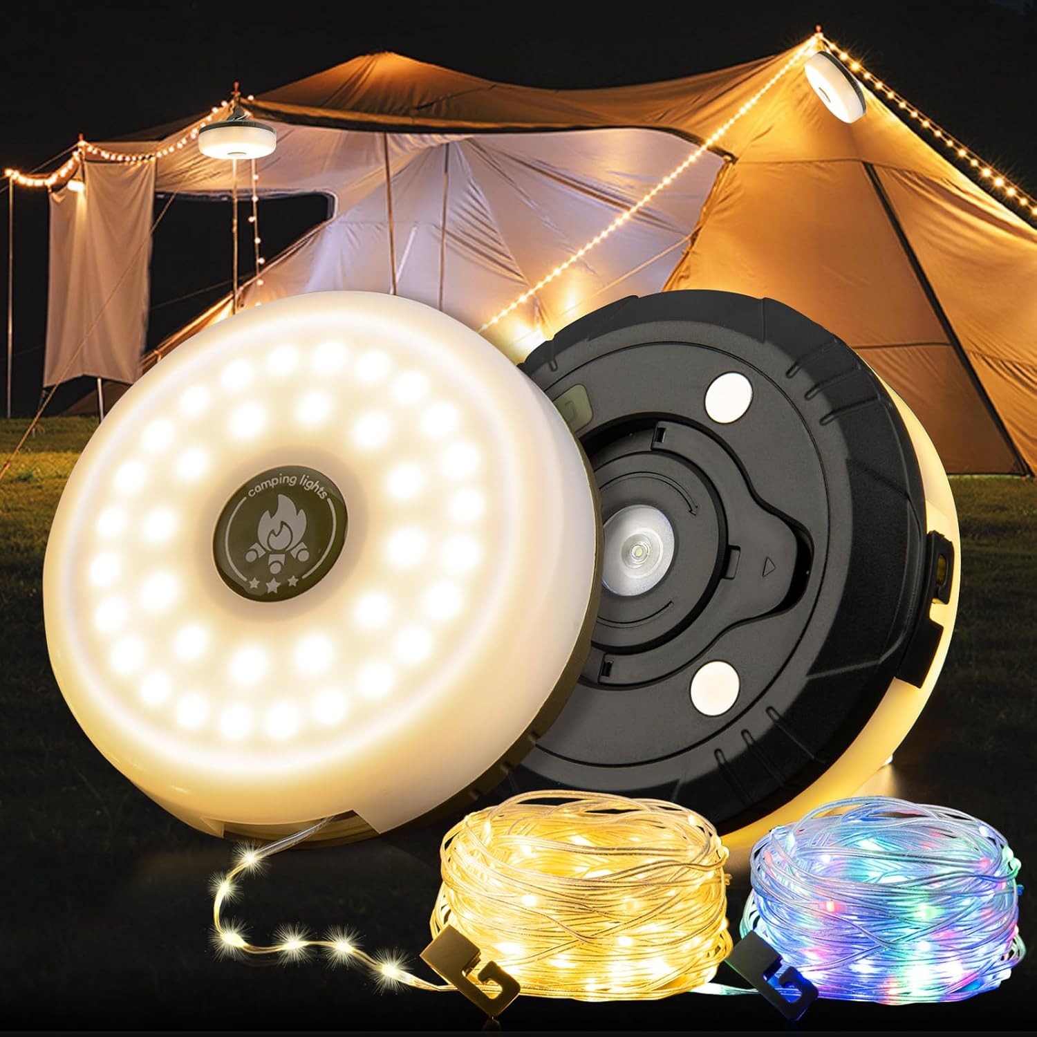 2-Pack Camping String Lights - Versatile Outdoor Lanterns