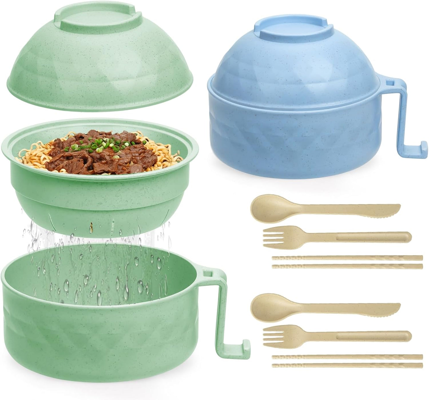 Quick Ramen Fix! Microwave Cooker & Bowl Set, BPA-Free, Dorm & Apartment Essential