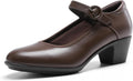 DREAM PAIRS Mary Jane Shoes Women Low Chunky Heels