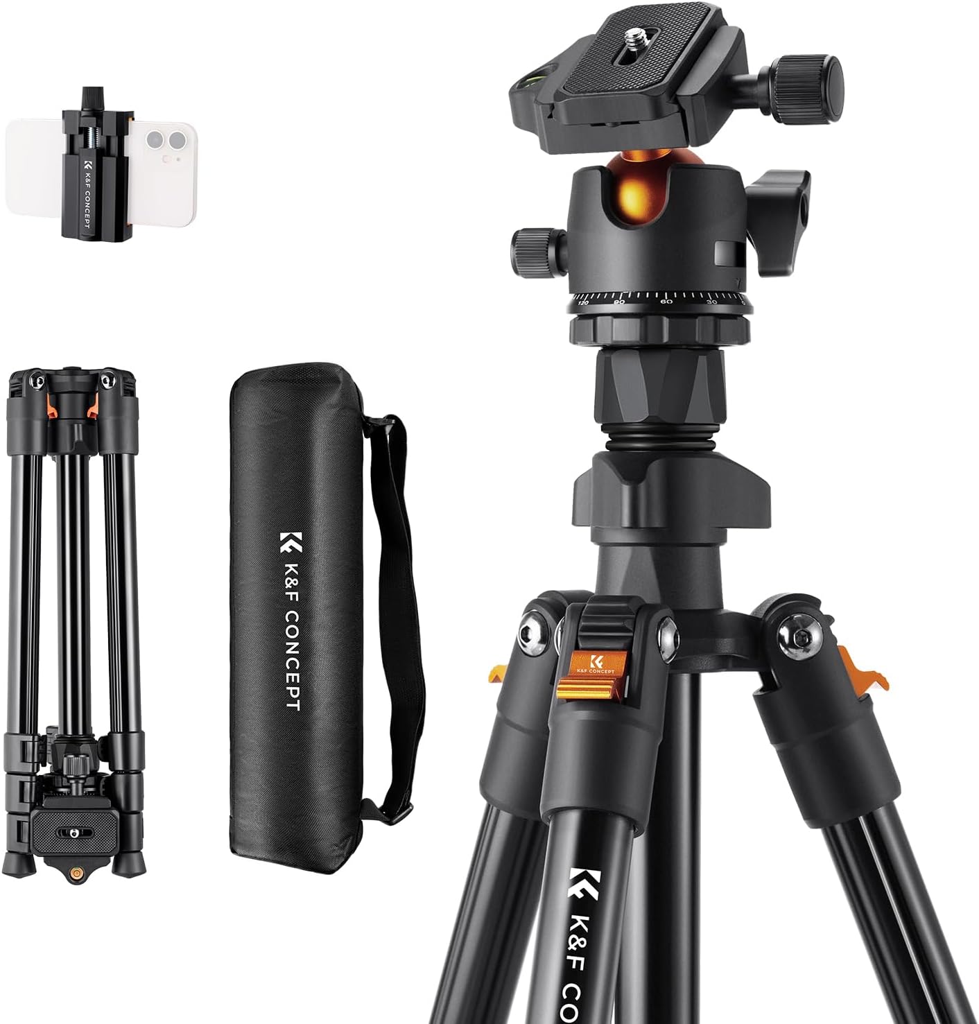 K&F CONCEPT 64 inch Lightweight Travel Tripod for DSLR Cameras