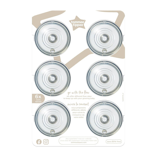 Tommee Tippee Fast Flow Nipples: 6+ Months, Natural Latch, Anti-Colic, Pack of 6