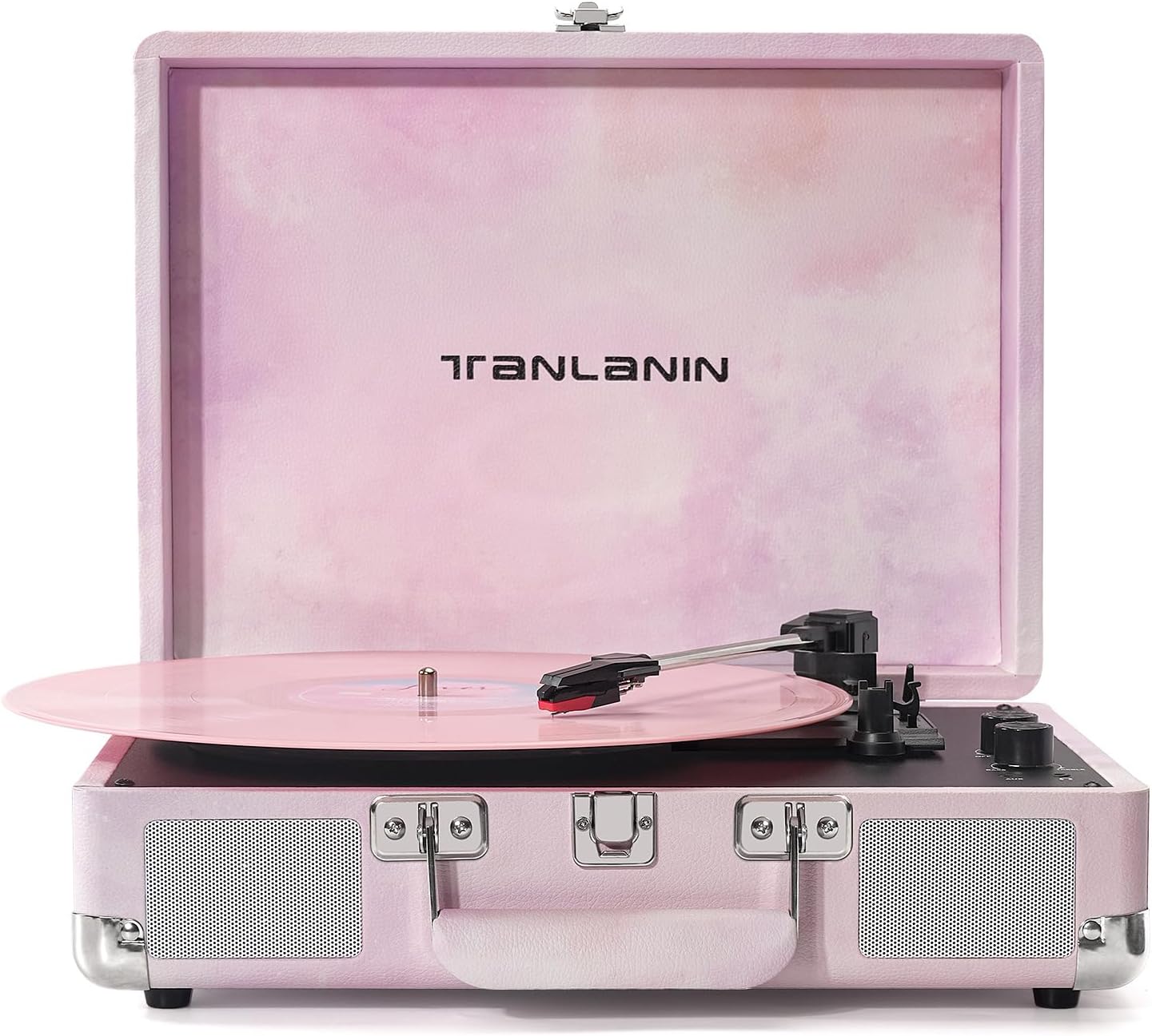 Watercolor Vinyl Record Player with Treble & Bass Control