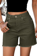 ELLEVEN Women's Vintage Raw Hem Jean Shorts for Stylish Summer Wear