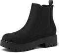 mysoft Women's Chelsea Boots Low Heel Slip On Lug Sole