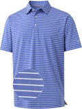 M MAELREG Striped Golf Polo for Men - Moisture Wicking Comfort