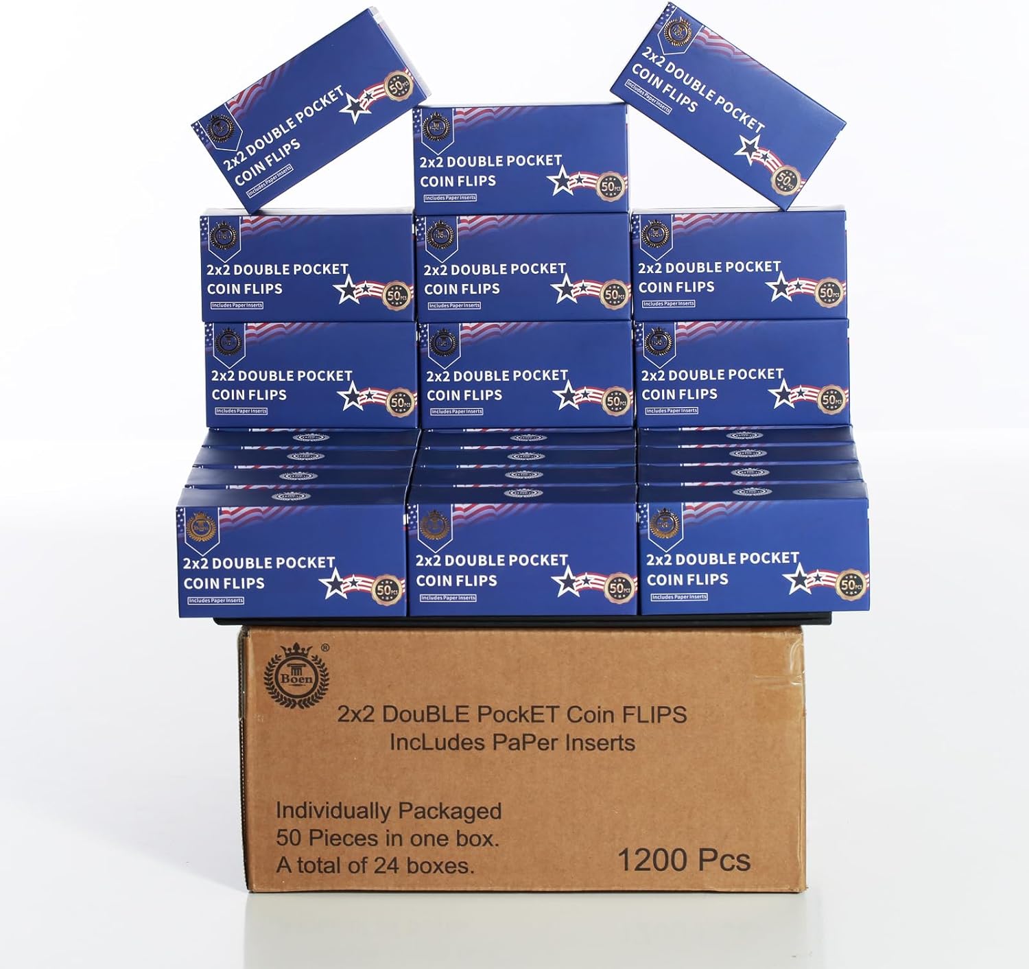 Boen 1200 Pieces Double Pocket Coin Sleeves for Collectors