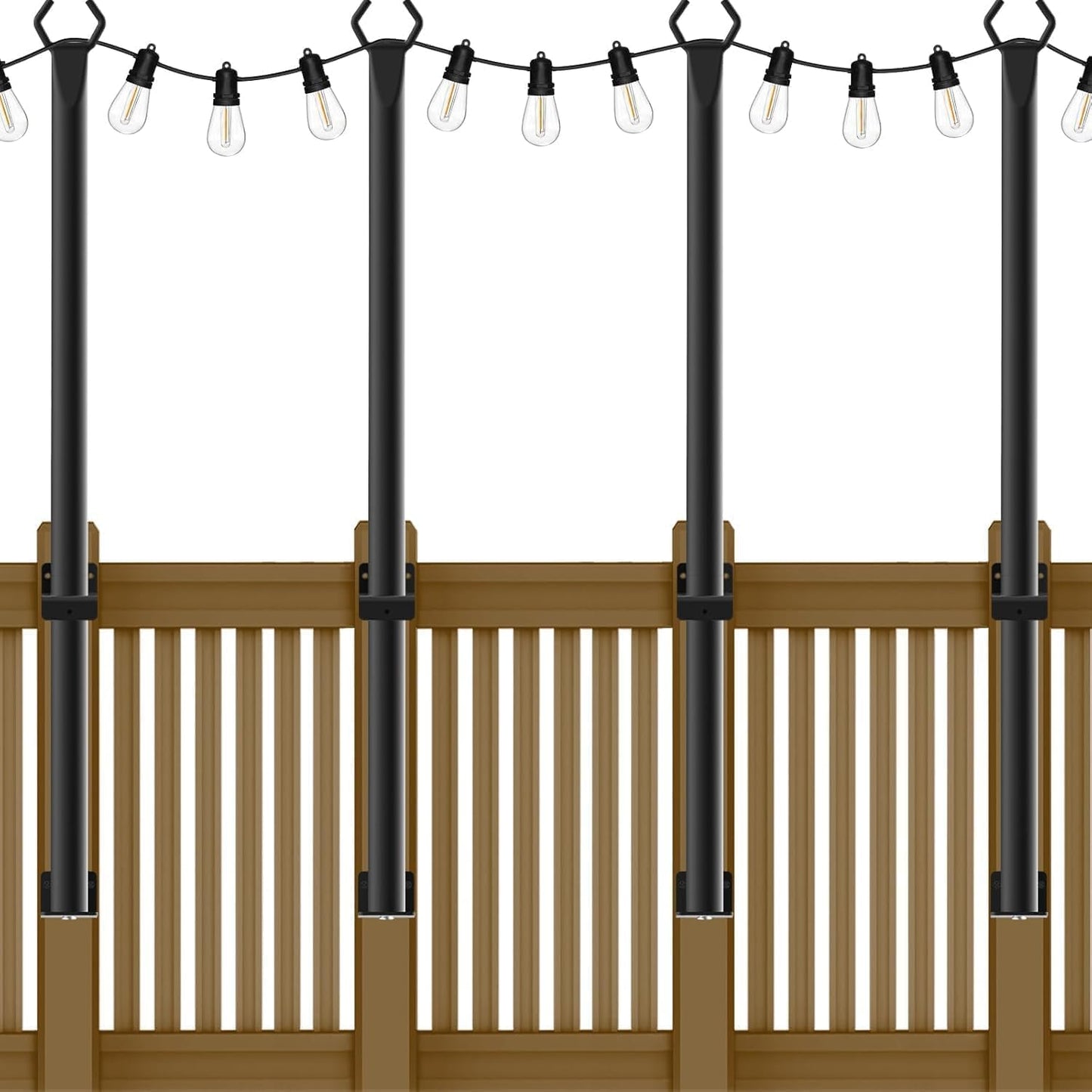 5 Ft String Light Poles 4 Pack for Outdoor Lighting Setup