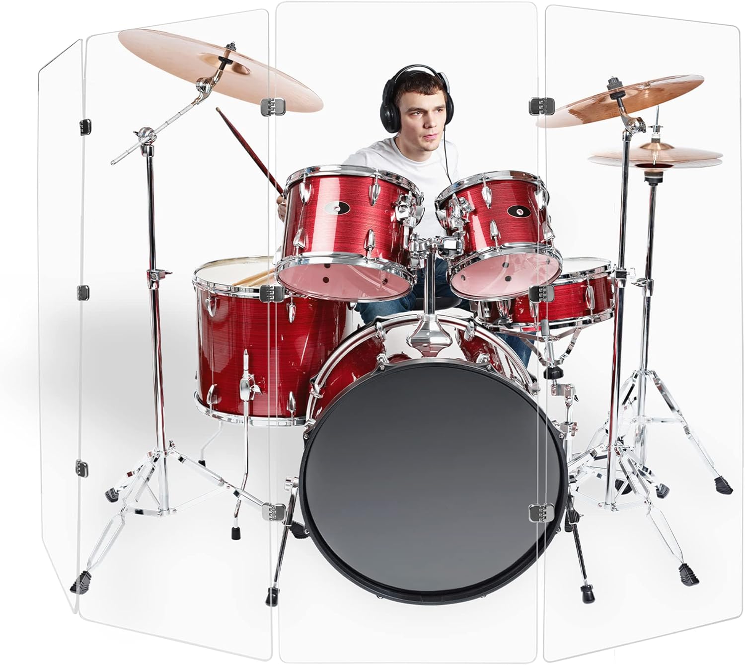 Premium 5ft Drum Shield with Chrome Hinges for Superior Sound Control