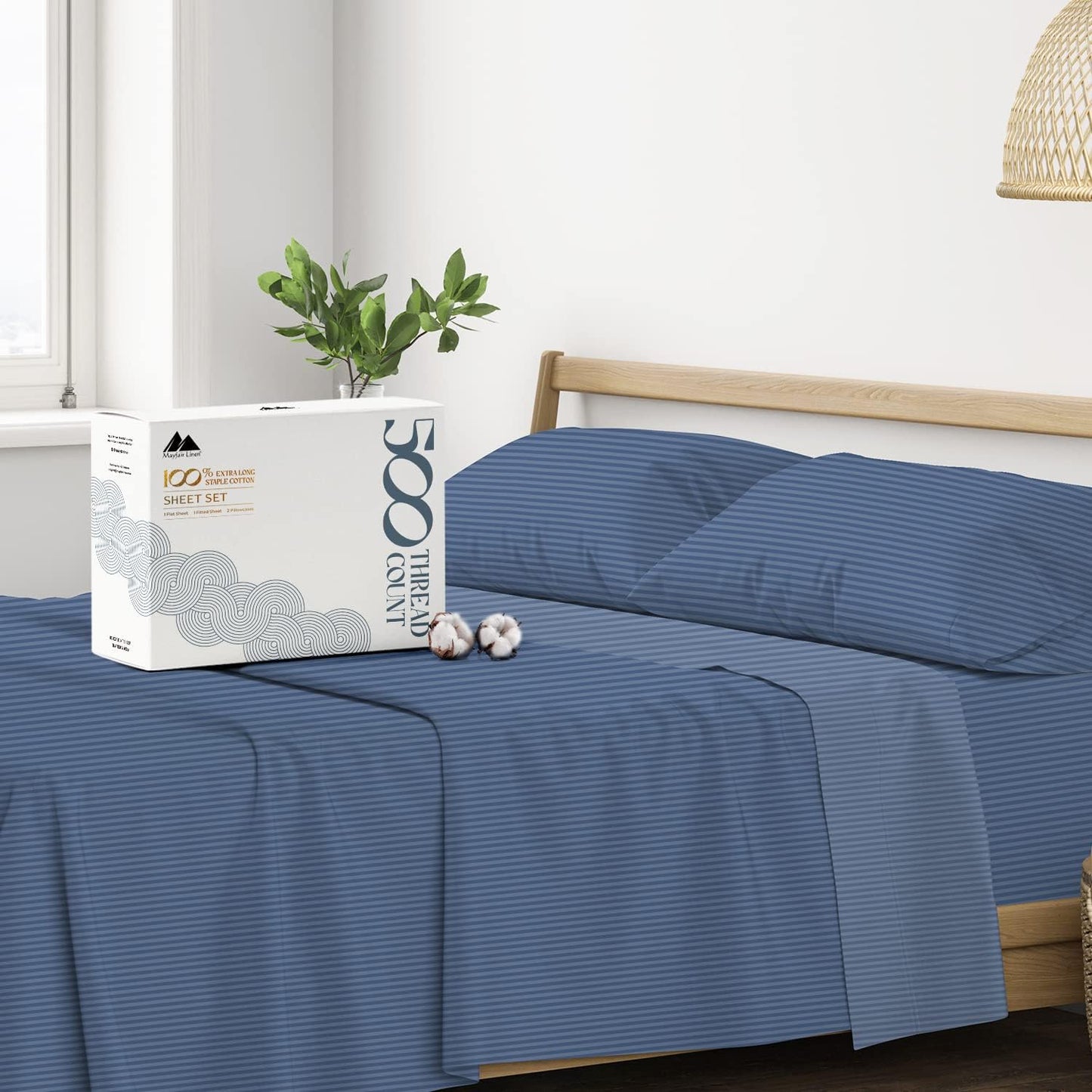 100% Cotton Striped Twin Size Bed Set for Ultimate Comfort