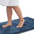 Memory Foam Bath Mat Non Slip Absorbent Super Cozy Velvet - Navy