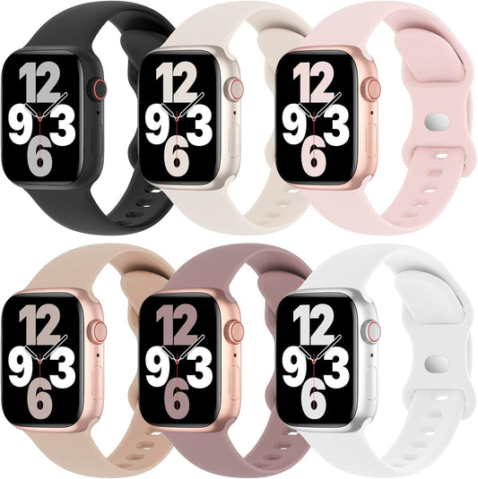 Ultra Soft Silicone Bands for Apple Watch 6 Pack - Sport Strap Replacement