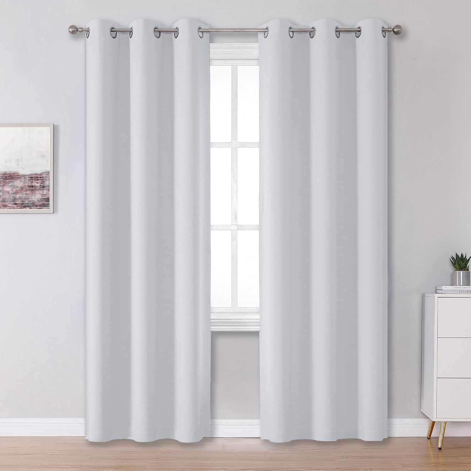 DUALIFE White Curtains for Bedroom Window Treatment 96 Inch