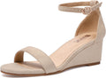 IDIFU Wedge Sandals Heels for Women Open Toe Ankle Strap - Dressy