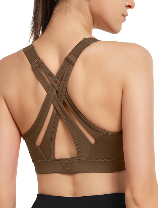 Yvette Sports Bra High Impact Adjustable Criss Cross Back Support