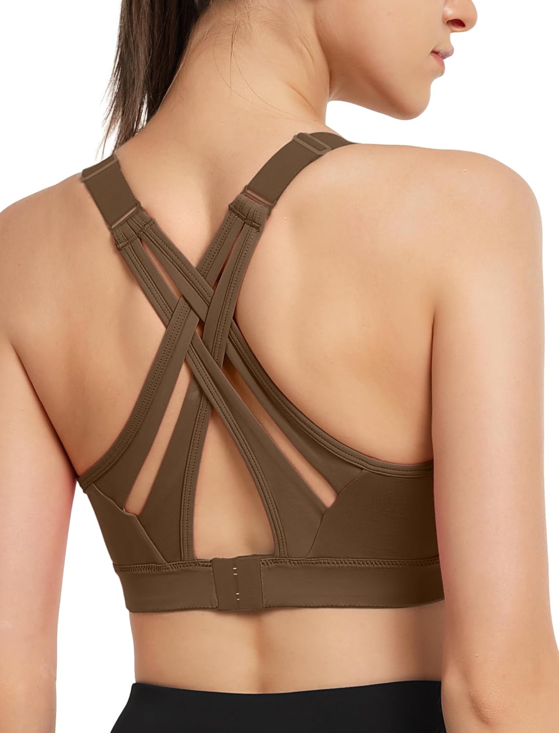 Yvette Sports Bra High Impact Adjustable Criss Cross Back Support