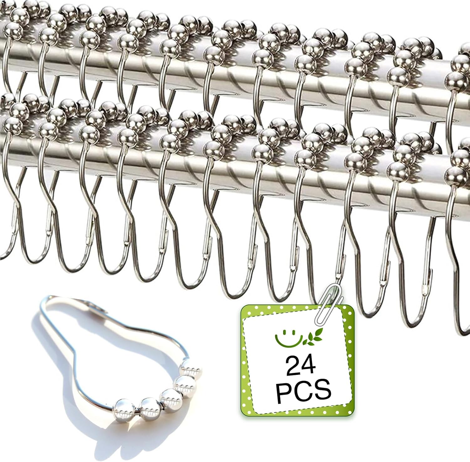 Zerobe Stainless Steel Shower Curtain Hooks - Durable & Stylish!