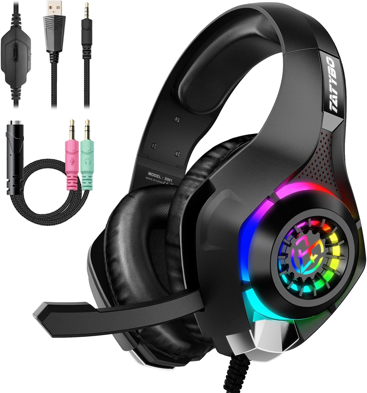Tatybo RGB Gaming Headset  Immersive Surround Sound