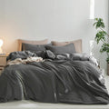 MooMee Queen Duvet Cover Set in Dark Gray for All Seasons