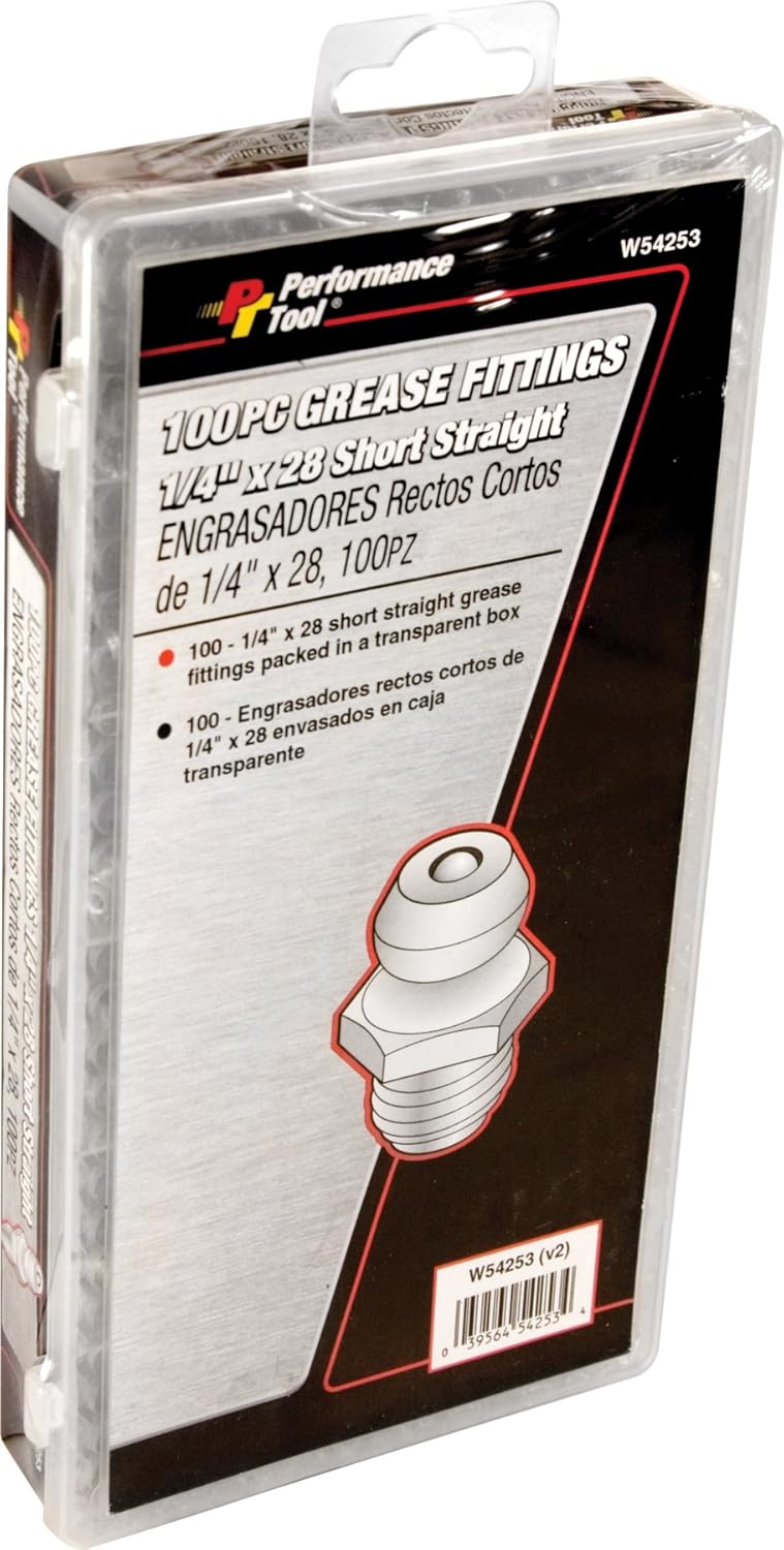 Performance Tool W54253 Short Straight Grease Fittings Pack of 100