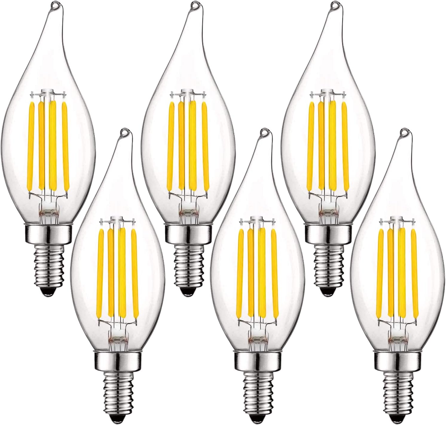 LUXRITE Vintage Candelabra LED Bulb 60W Equivalent for Home